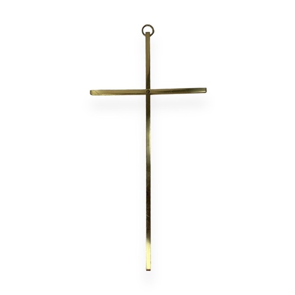 Solid Brass Gold Plated 10” Wall Cross Religious Christianity READ - Picture 3 of 8